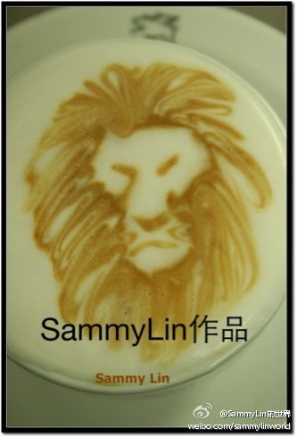 SammyLin圈围法咖啡拉花艺术：狮子